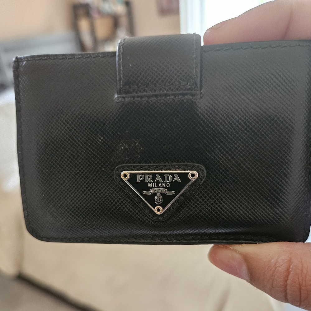 Prada Textured Black Card Holder